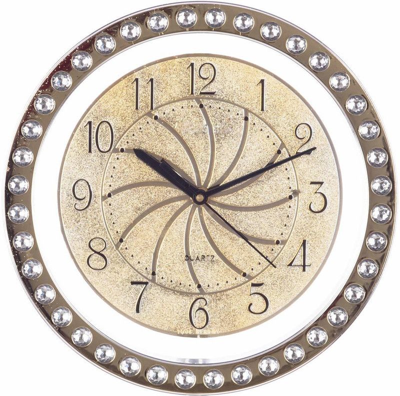 Indiana Craft Analog 27 cm X 27 cm Wall Clock  (Gold, With Glass, Standard)