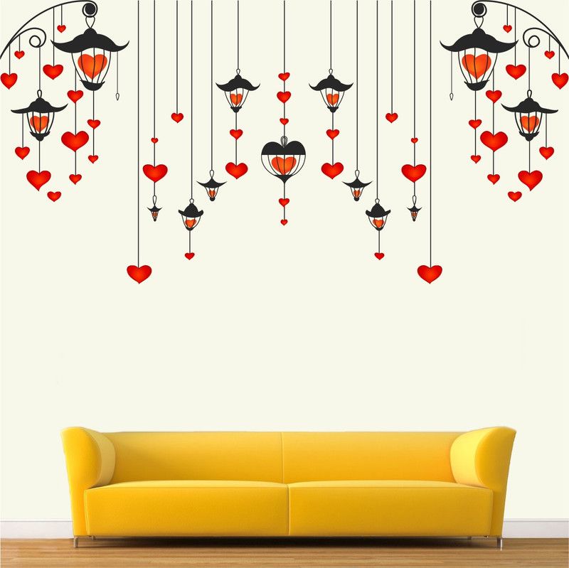 StickMe 60 cm Hanging - Hearts - Lamp - Creative - Colorful - Wall Sticker-SM652 Self Adhesive Sticker  (Pack of 1)