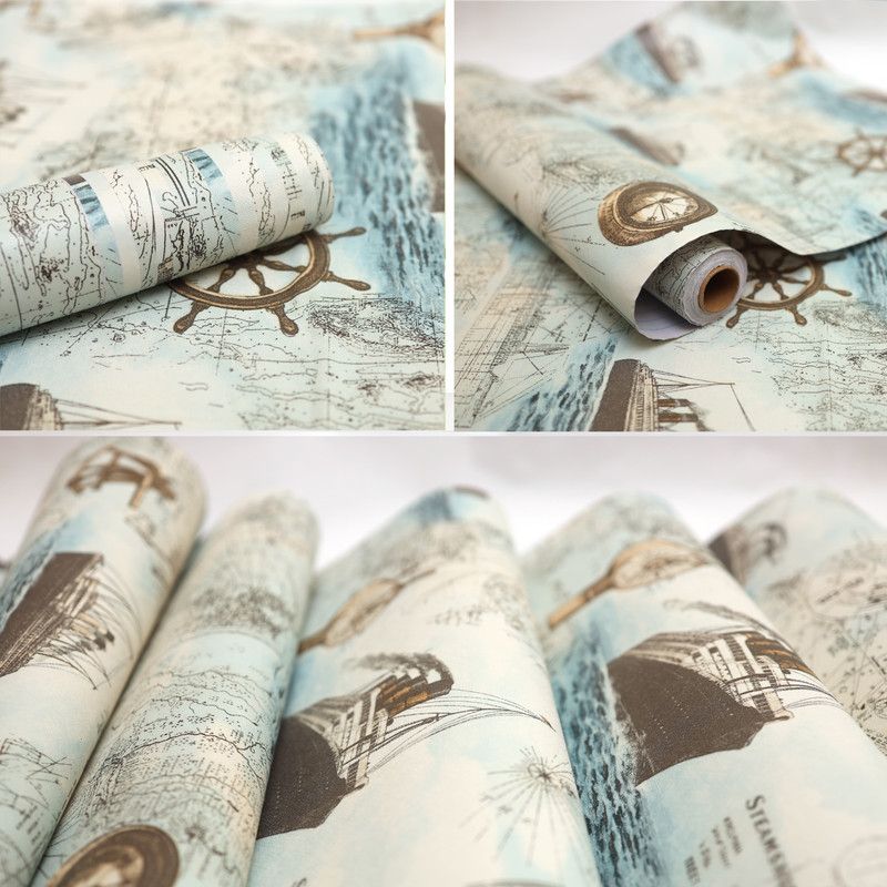 WALLDECORS Adventure Blue Wallpaper  (1000 cm x 45 cm)