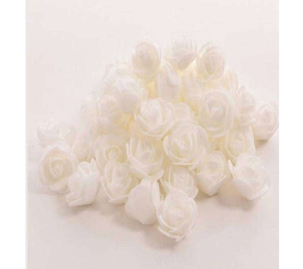 White PE Foam Rose Head Artificial Flower - 20 pieces pack