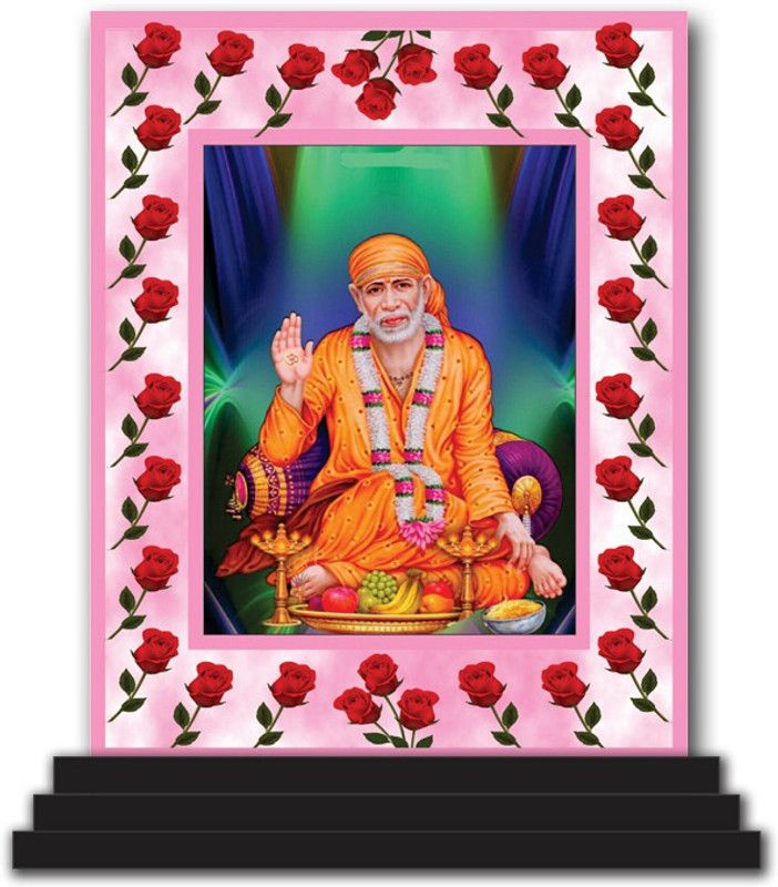 Vprint Sai Baba ji Car Dashboard idols Figurine Showpiece Decorative Showpiece - 12 cm  (Wood, Multicolor)