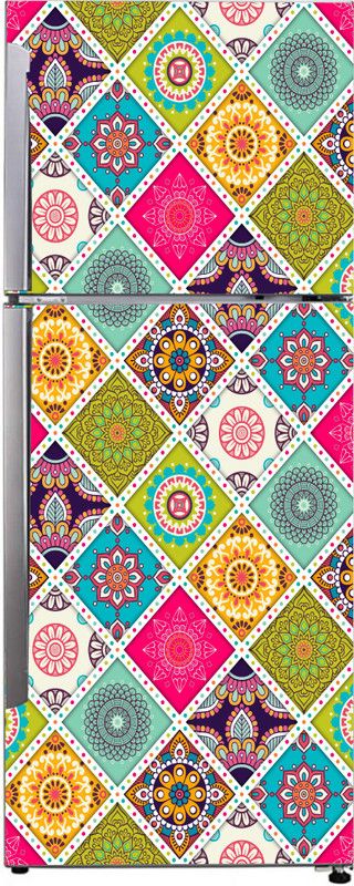 Decor studio 160 cm Decorative abstract colorful mandala art wallpaper sticker for fridge décor Self Adhesive Sticker  (Pack of 1)