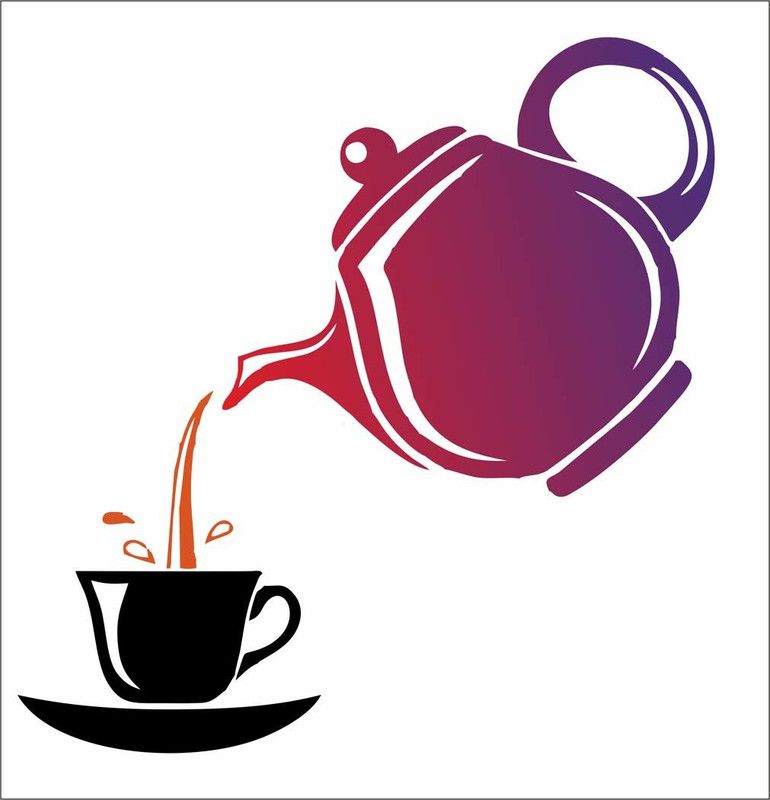 ARNDECOR 30.48 cm ARN-decor-37 multicolor tea cup and jug Self Adhesive Sticker  (Pack of 1)