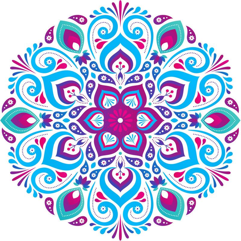 Delight Decor 43 cm Blue & Purpple Color Rangoli Floor Sticker Self Adhesive Sticker  (Pack of 1)