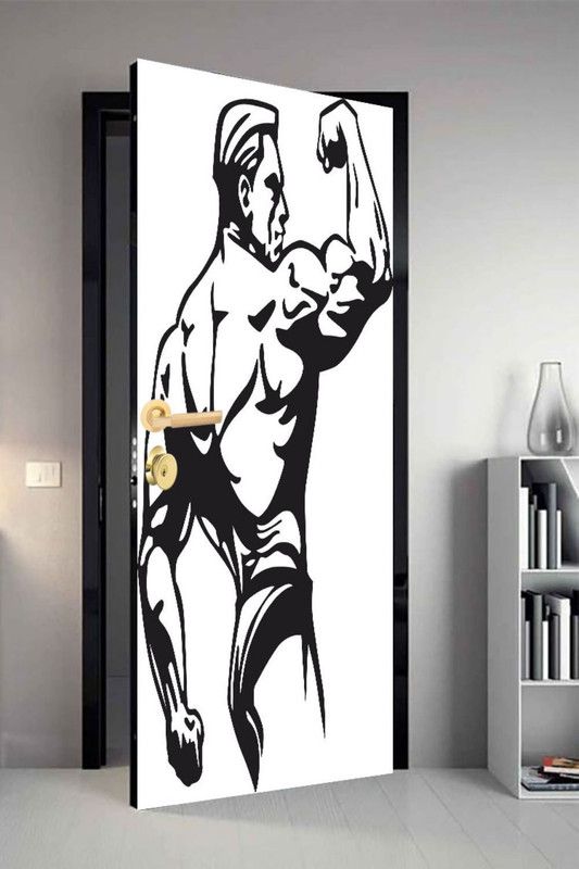 QTH 213 cm Line Art Dor-0120 Design Door Sticker Self Adhesive Sticker  (Pack of 1)