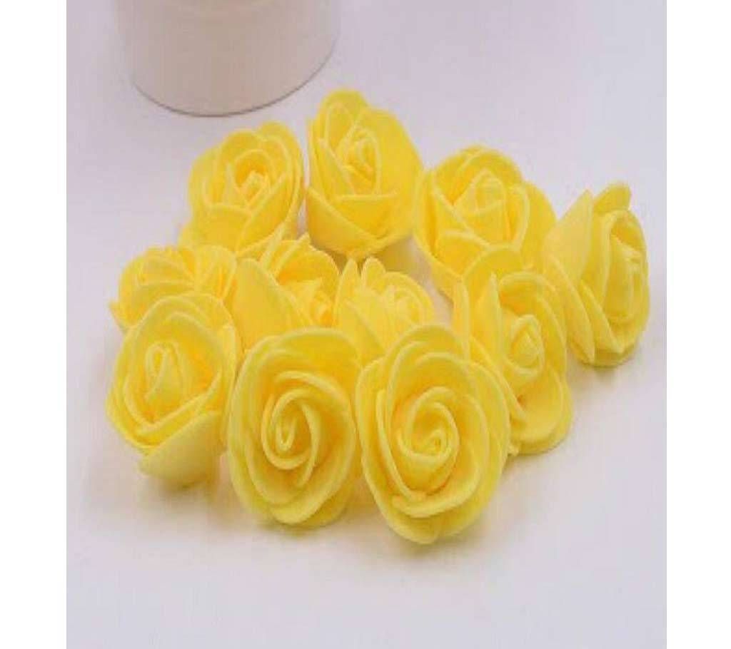 Yellow PE Foam Rose Head Artificial Flower - 20 pieces pack