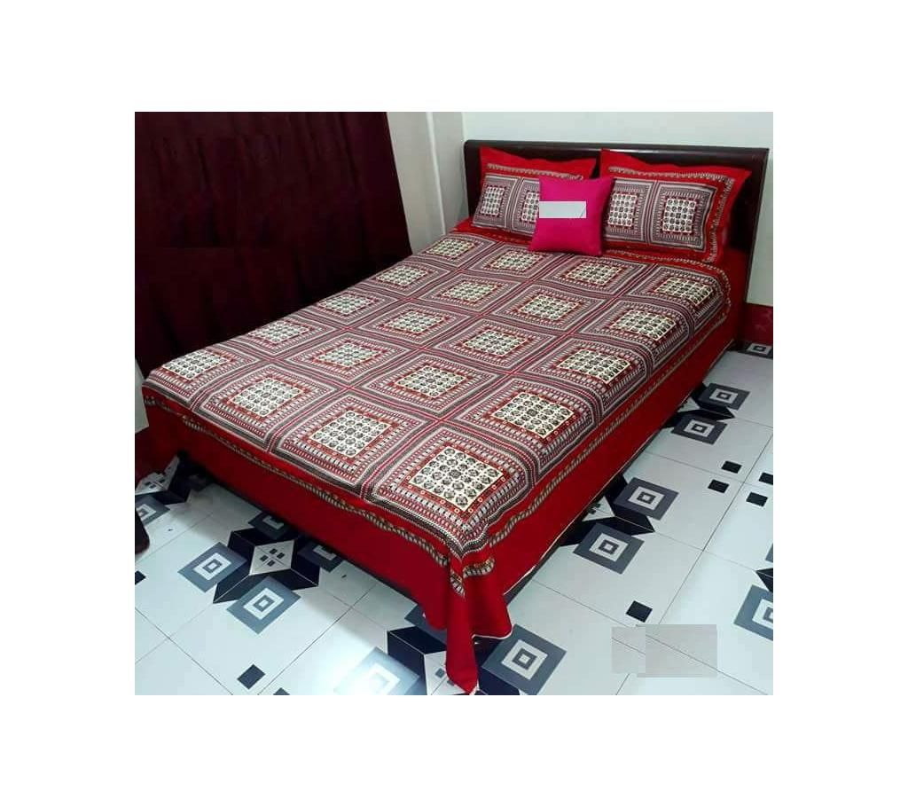 4 Piece King Size Cotton Panel Bed Sheet