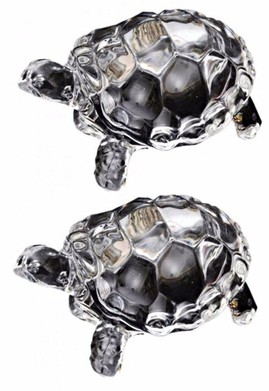 Prax Feng Shui Vastu Crystal Tortoise Decorative Showpiece - 8 cm  (Glass, Clear)