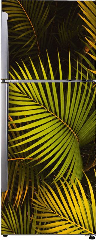 Advait Designs 60 cm Advait Designs abstract decorative green leaves with dark background extra lardge fridge sticker for fridge decor (pvc vinyl multicolor) Self Adhesive Sticker  (Pack of 1)