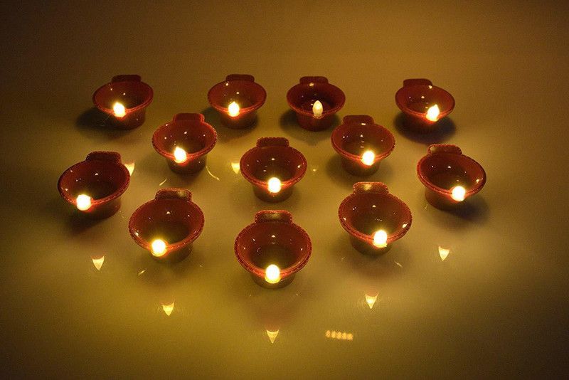 TED TECH Led Diya for Diwali Decorations Polypropylene (Pack of 12) Table Diya Set  (Height: 1.25 inch)