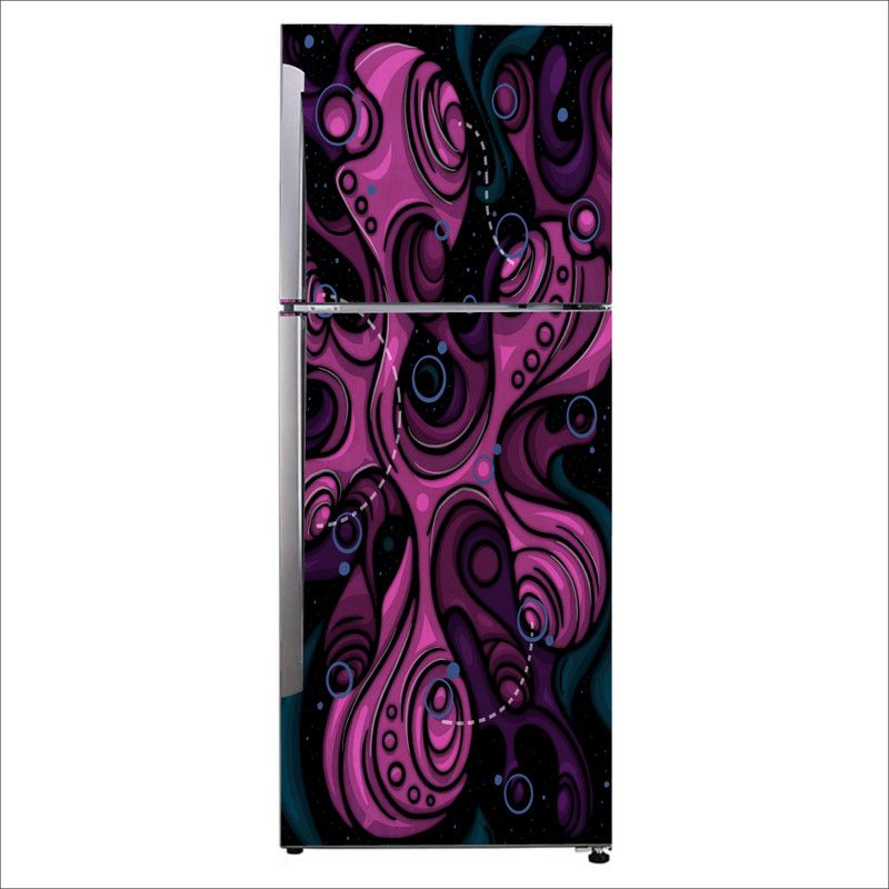 Advait Designs 60 cm Advait Designs Decorative fractal art design purple textile Extra Large Fridge Sticker Self Adhesive Sticker  (Pack of 1)