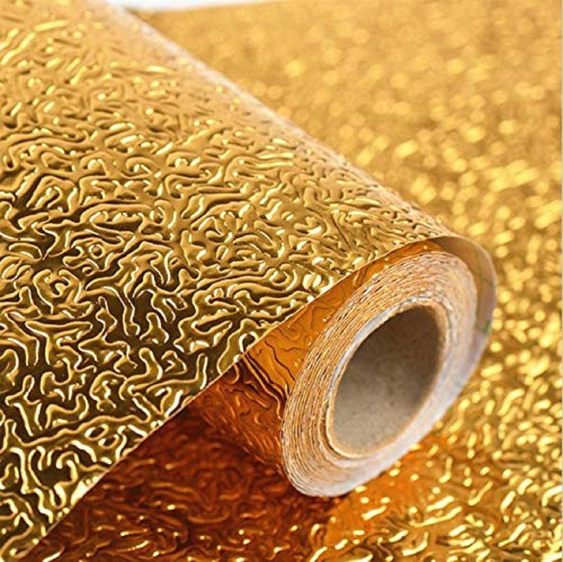 Vaidika 60 cm 200 Cm Kitchen Backsplash Golden Curly Foil Stickers for Home Decoration Self Adhesive Sticker  (Pack of 1)