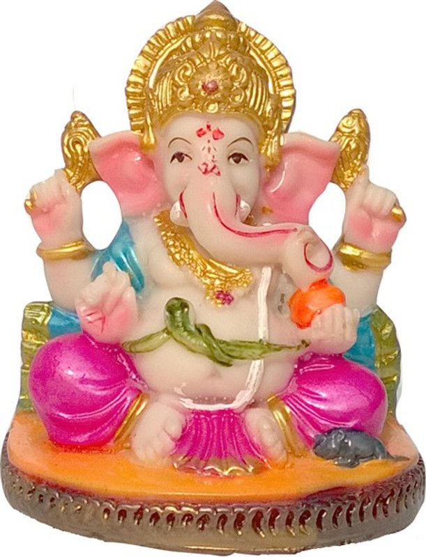 Mann Retails Ganesha in maharaaja style Decorative Showpiece - 7 cm  (Polyresin, Multicolor)