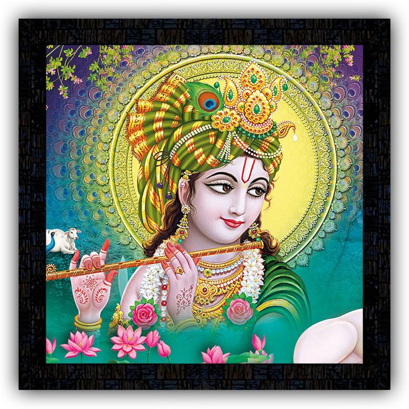 Poster N Frames framed poster of Krishna Bal (baby)-m-108 Digital Reprint 14 inch x 14 inch Painting  (With Frame)