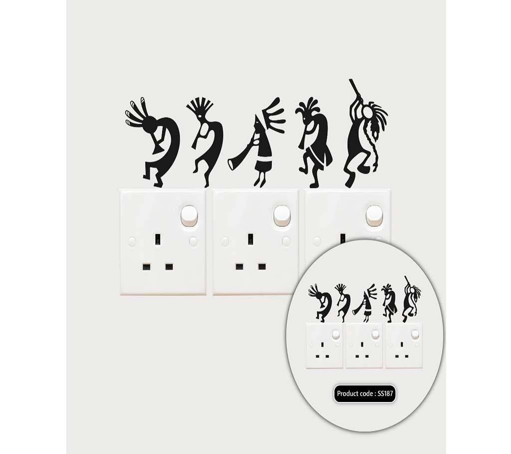 Kokopelli Dance Switch & Socket Vinyl Decals Removable High Quality Wall Sticker - DDecorator