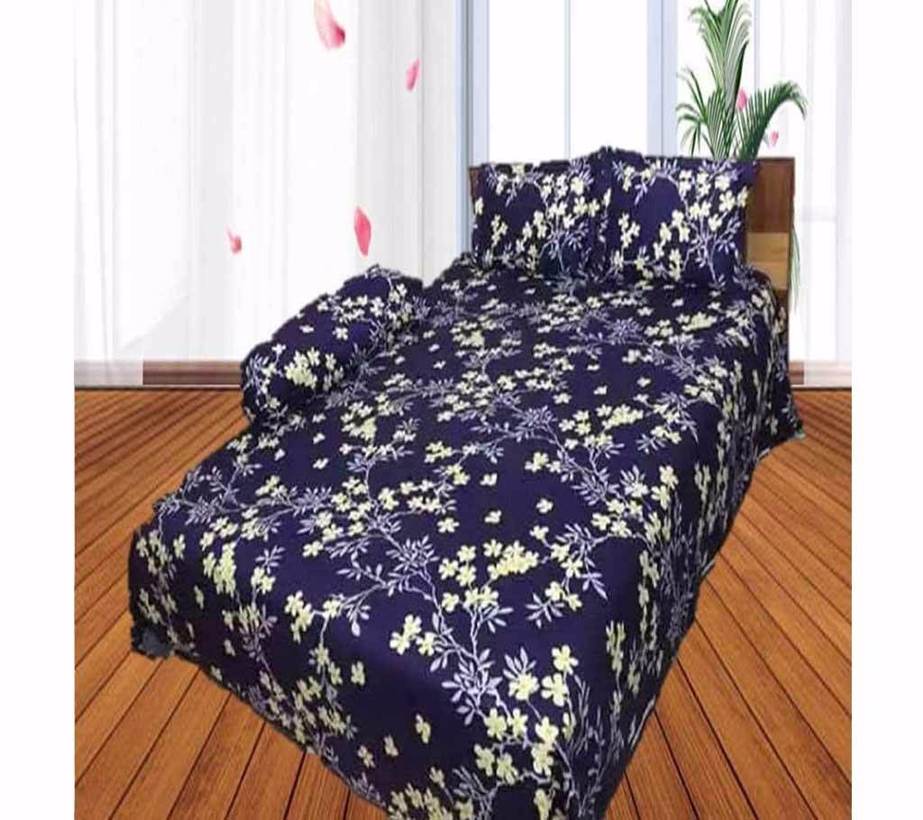 3 pcs Cotton Double Bed Sheet With Multicoolor