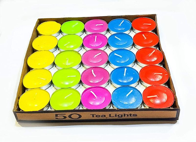 Nyrwana Multicolour Tealight candle Candle  (Multicolor, Pack of 50)