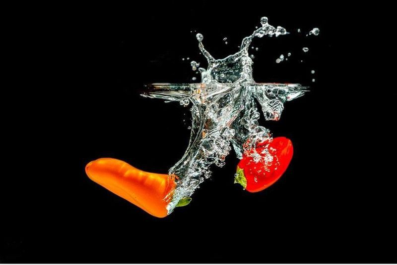 Artzfolio 121.92 cm Image of a Splashing Paprika D3 Peel & Stick Vinyl Wall Sticker Self Adhesive Sticker  (Pack of 1)