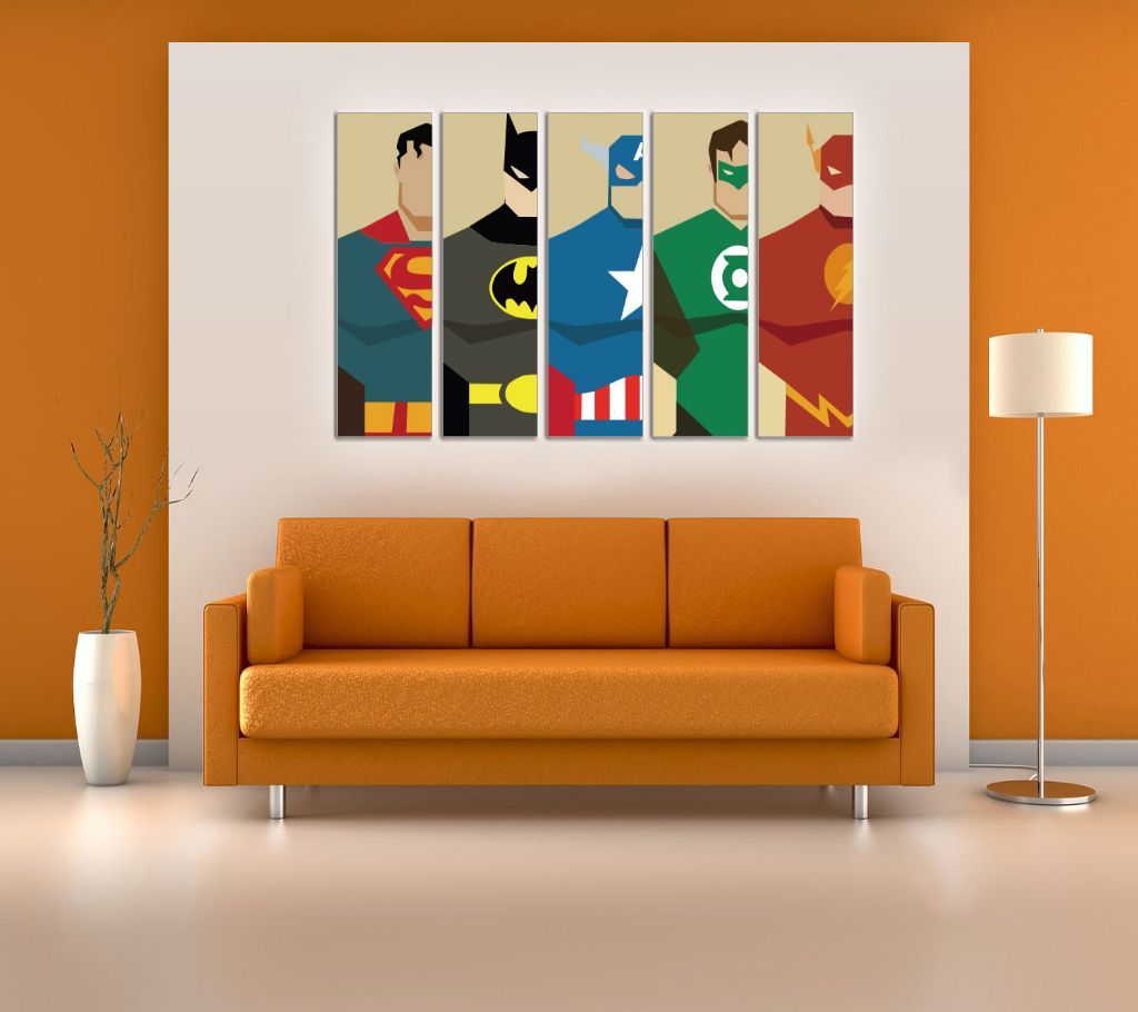CNVS-306 Warner Bros Superhero Wall Canvas Art Prints 48 inch x 26 inch