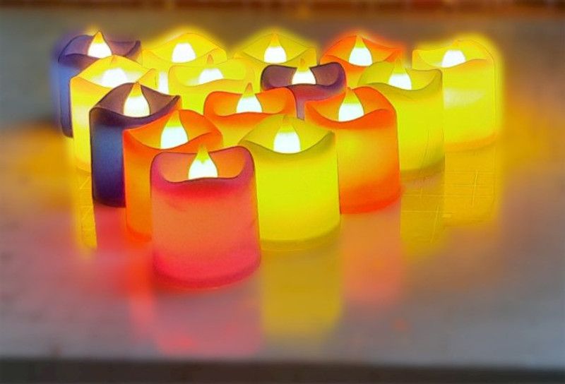 Ravso Flameless And Smokeless Battery Operated Tea Light Candle Plastic (Pack of 24) Table Diya Set  (Height: 1.5 inch)