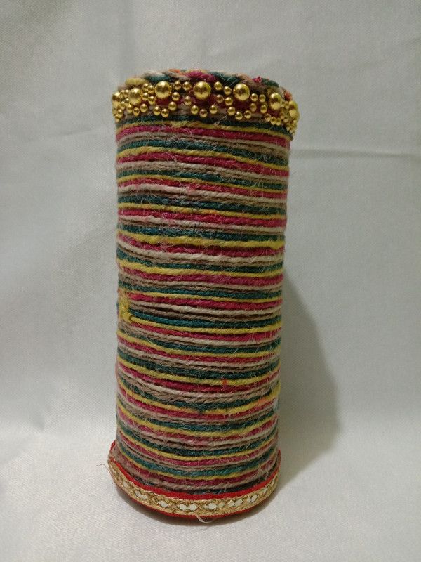 MIND CHARMING 784 Jute Flower Basket  (W: 8.5 cm x H: 19 cm x D: 18.5 cm)