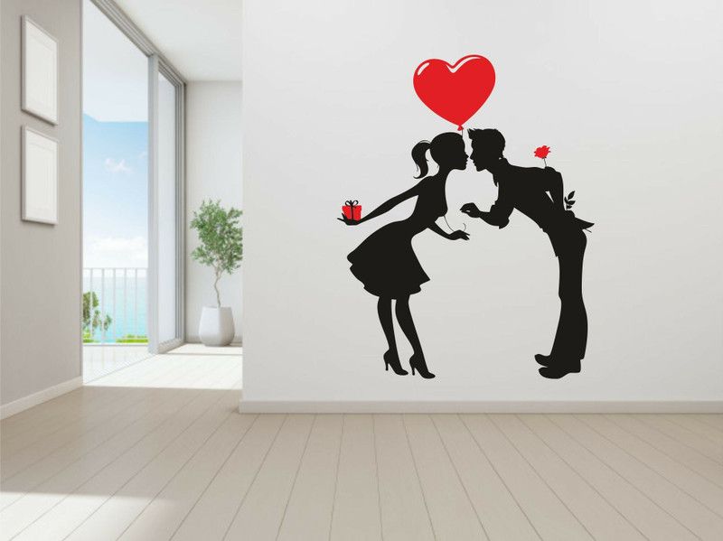 Decorhubb 1 cm Decor hubb-Love Couple Wall stickers for home ( 55.88 x 76.2 cm ) Self Adhesive Sticker  (Pack of 1)