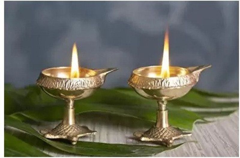 BZ Device Brass (Pack of 2) Table Diya  (Height: 3 inch)