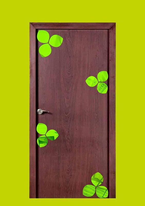 Décor Studio 95 cm decorative green leaves set mirror acrylic sticker Self Adhesive Sticker  (Pack of 1)