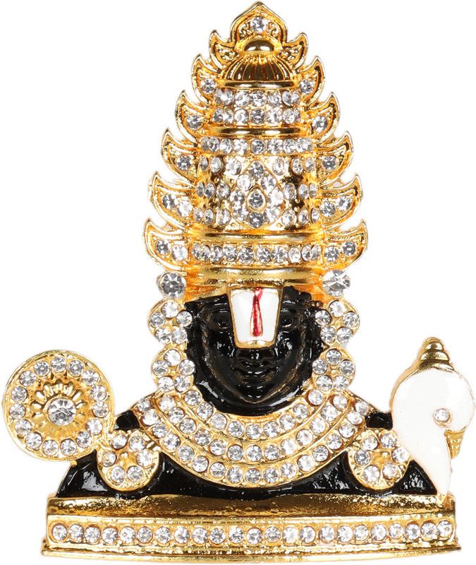 Itiha Balaji Diamond Studded Car Dashboard Idol Decorative Showpiece - 5 cm  (Metal, Black)