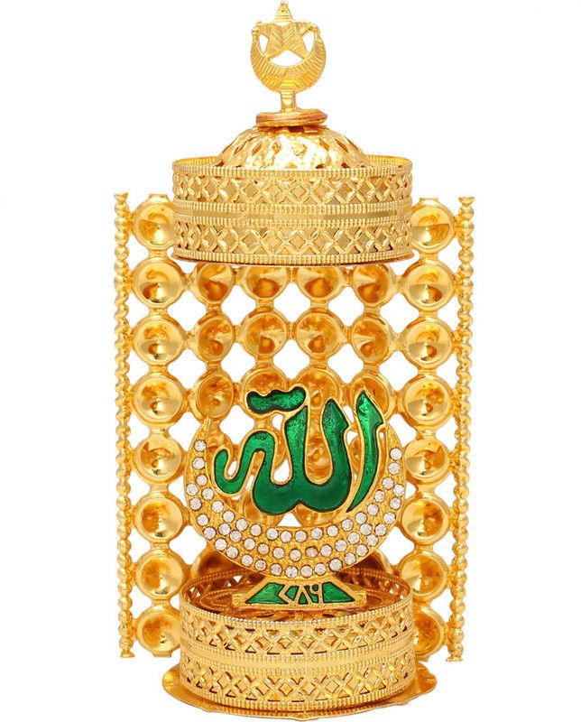 Memoir Brass Mecca Madina Mosque idol stand Decorative Showpiece - 13 cm  (Brass, Gold)