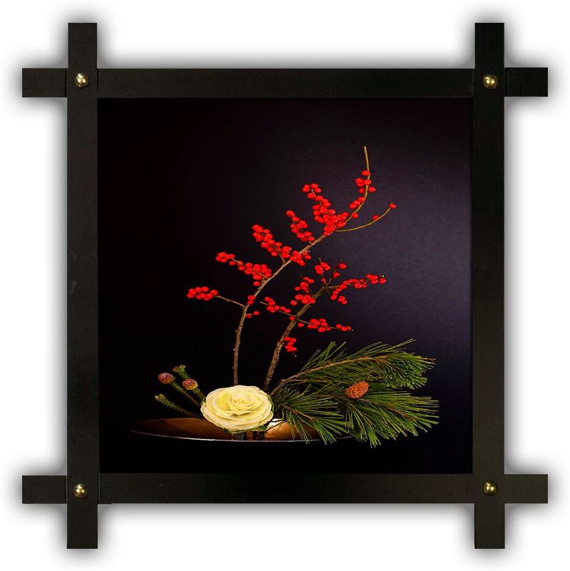 Poster N Frames Cross Wooden Frame Hand-Crafted with photo of Flower (floral) 25420-crossframe Digital Reprint 16.5 inch x 16.5 inch Painting  (With Frame)