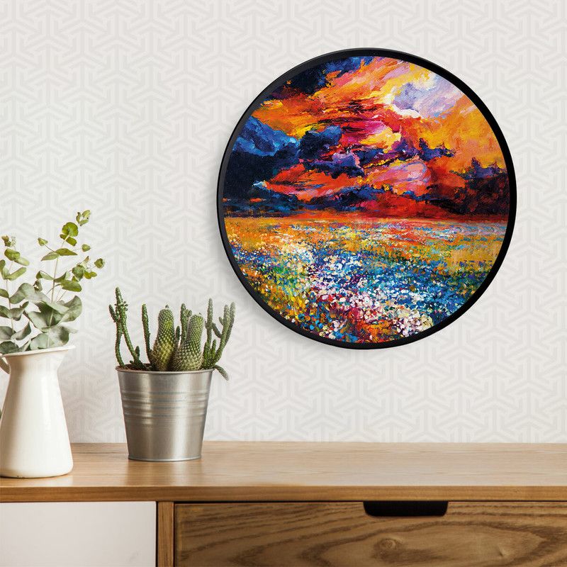 PrintCrown Megenta-Red Art Acrylic 12 inch x 12 inch Painting  (With Frame)