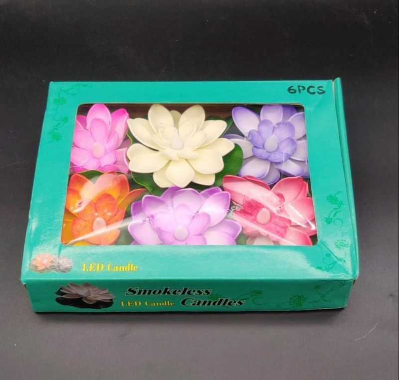 system breaker 6 PACK LOTUS CANDLE Candle  (Multicolor, Pack of 6)