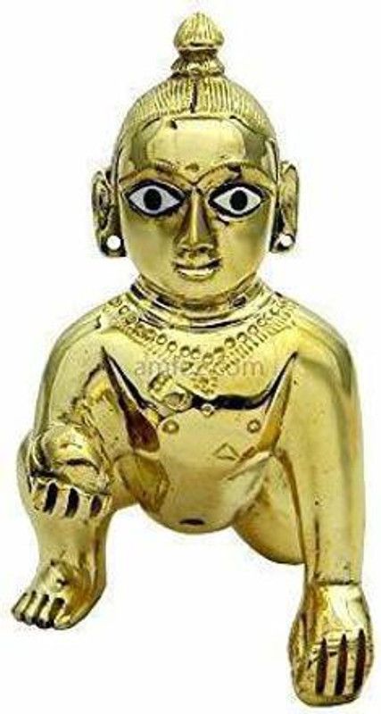 M&V CRAFT PURE Brass LADDU Gopal JI/ Thakur JI for Your Beautifull MANDIR and Home,Size- 4 INCH Decorative Showpiece - 10.2 cm  (Brass, Gold)