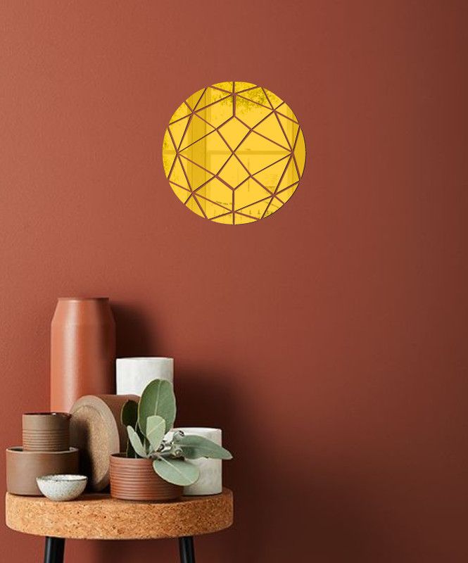 Décor Studio 30 cm decorative large circle golden acrylic sticker Self Adhesive Sticker  (Pack of 1)