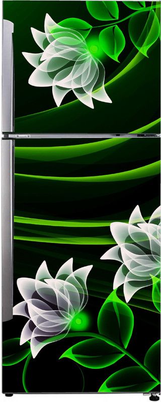 Advait Designs 60 cm Advait Designs abstract decorative white lighting flowers leaves extra lardge fridge sticker for fridge decor (pvc vinyl multicolor) Self Adhesive Sticker  (Pack of 1)