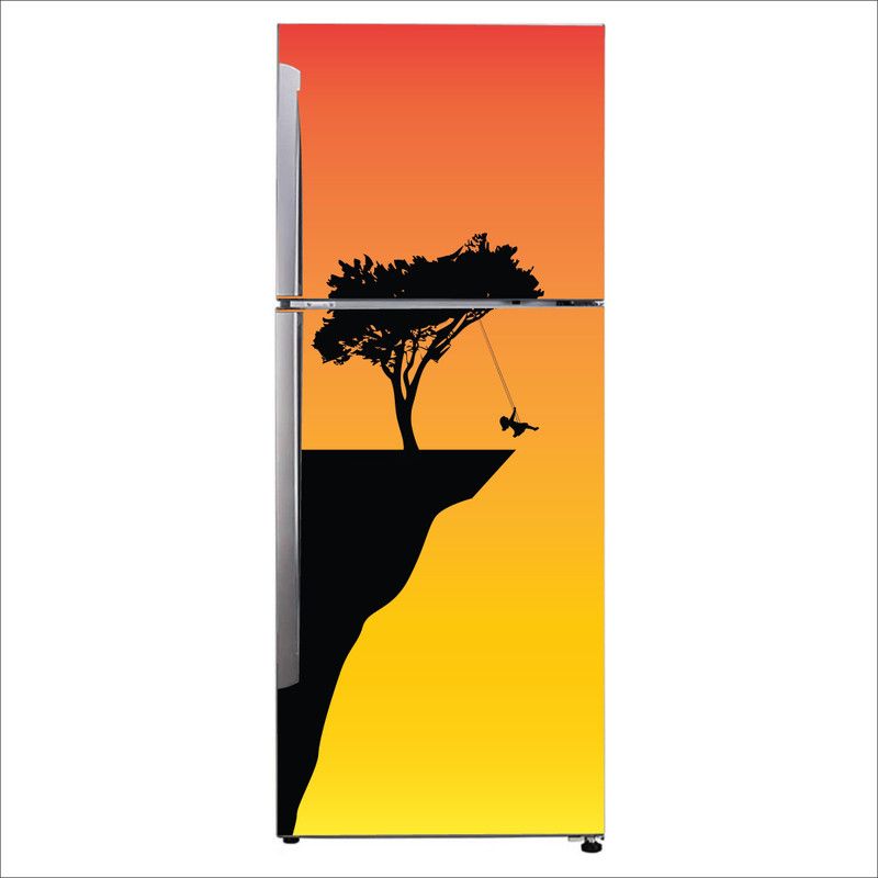 Advait Designs 60 cm Advait Designs Decorative silhouette of tree during sunset Extra Large Fridge Sticker Self Adhesive Sticker  (Pack of 1)