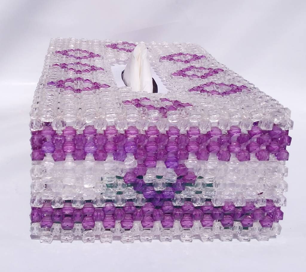 Tissue Box - White & Purple