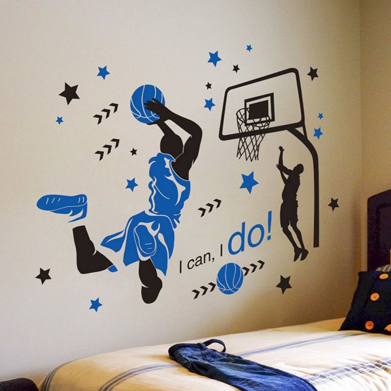 JSS DECORATIONS DESIGNS 121 cm Basketball Player Star Athlete Sports Decorative Wall Sticker (121 cm x 139 cm) Self Adhesive Sticker  (Pack of 1)