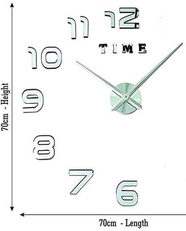 Daizicreation Analog 70 cm X 70 cm Wall Clock  (Silver, Without Glass, Pendulum)