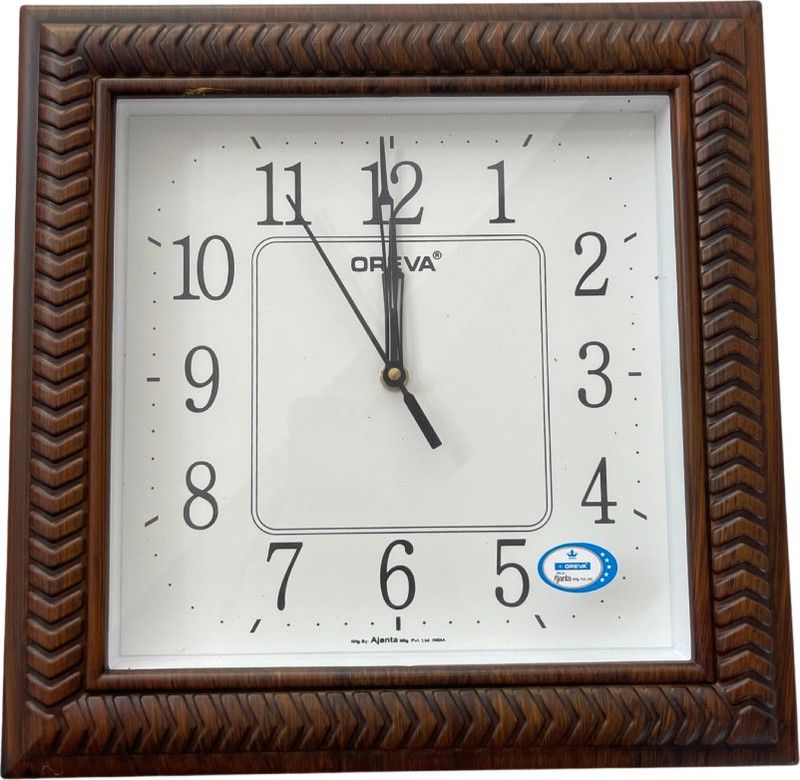 AJANTA Analog 32 cm X 32 cm Wall Clock  (Brown, With Glass, Standard)
