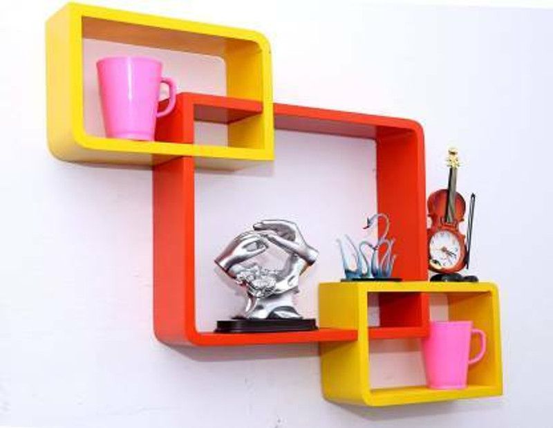ANB Enterprises Interlock MDF Wall Shelf Dentistry Fiber Wall Shelves Package Of 1 Set Of 3 MDF (Medium Density Fiber) MDF (Medium Density Fiber) Wall Shelf  (Number of Shelves - 3, Yellow, Orange)
