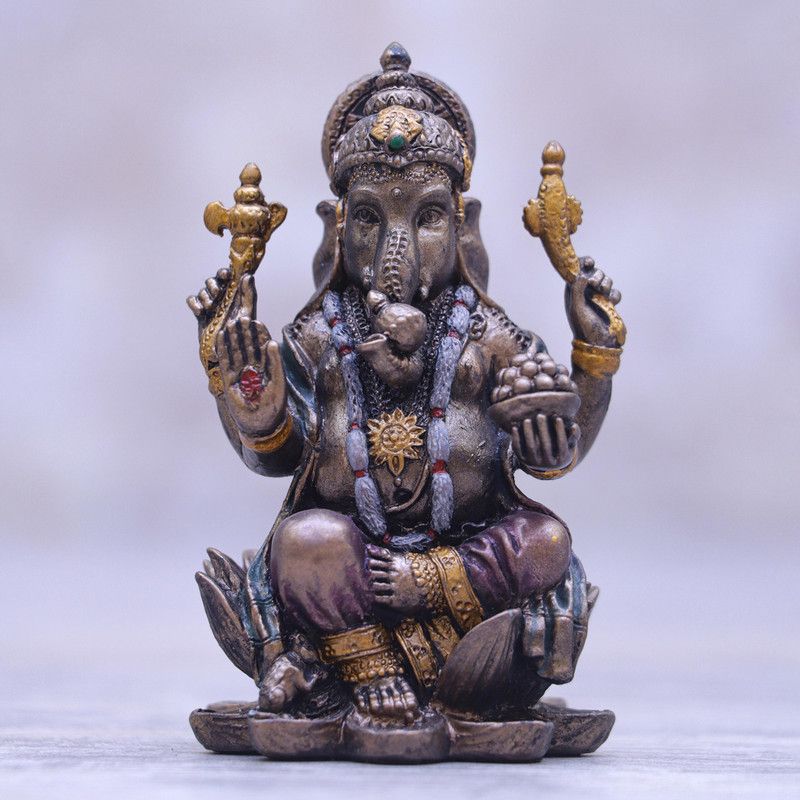 StatueStudio Ganesha Statue Car Dashboard Ganpati Idol for Home Decor, Diwali & New Year Gift Decorative Showpiece - 8.128 cm  (Polyresin, Brown)
