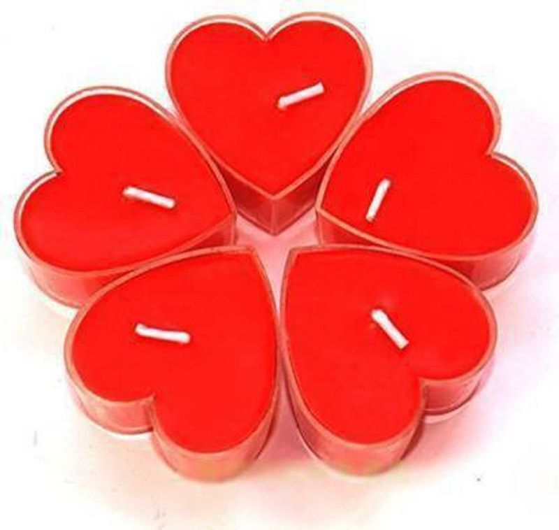 Yathart Heart Shaped Red scented Candles/ T light Heart Shape Candles Candle  (Red, Pack of 10)