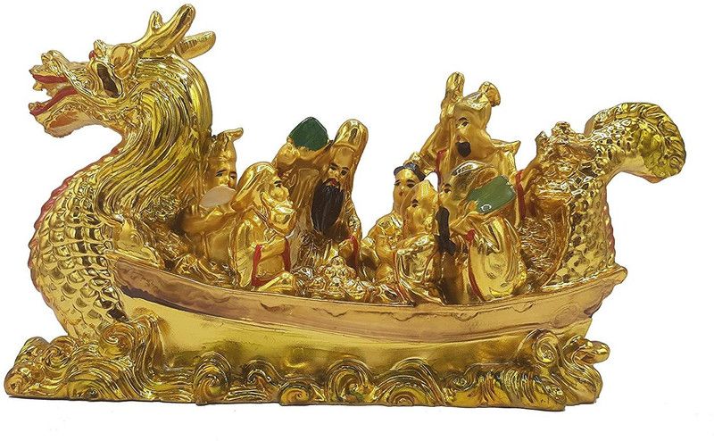 VIJAYA SALES Polyresin Dragon Boat Idol- The Symbol of Unity Decorative Showpiece - 12 cm  (Polyresin, Gold)