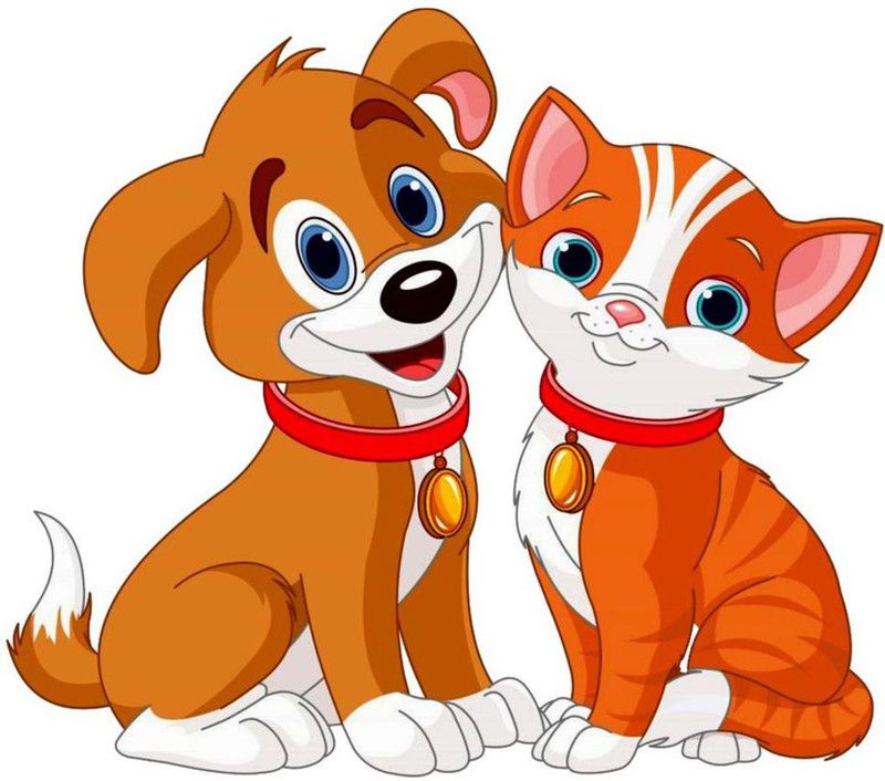 skgraphics 60 cm Cute dog and cat wall sticker Self Adhesive Sticker  (Pack of 1)