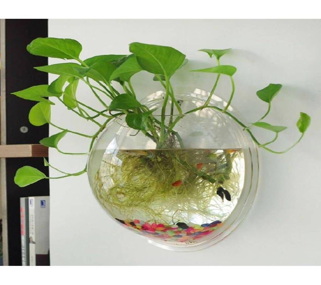 Acrylic Fish Bowl Wall Hanging Aquarium 34CM clear