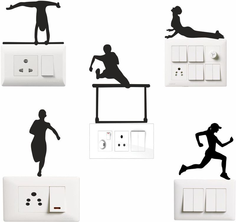 Saiii Designs 11 cm Wall Stickers Playing People Self Adhesive Sticker  (Pack of 1)