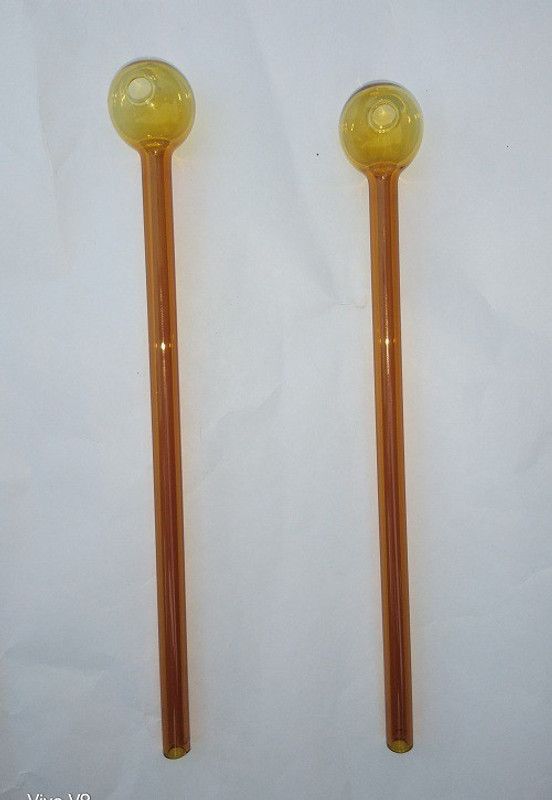 Hookah palace Brown oil burner pipe 8 inch pack of 2 Borosilicate Glass Inside Fitting Hookah Mouth Tip  (Brown, Pack of 2)