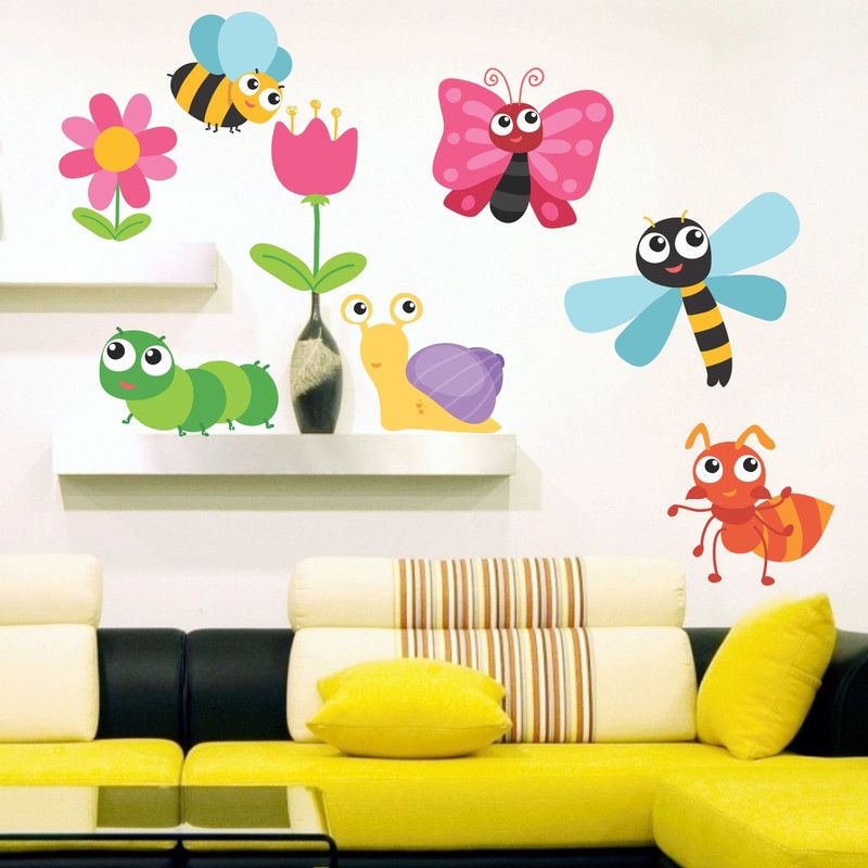 StickMe 100 cm Decorative Flowers Insects Wall Sticker - SM 343 Self Adhesive Sticker  (Pack of 1)
